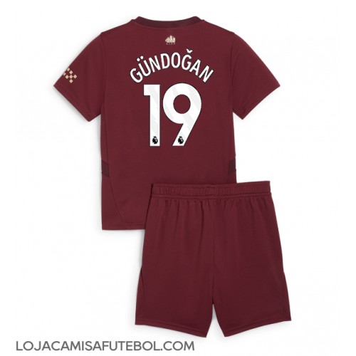 Camisa de Futebol Manchester City Ilkay Gundogan #19 Equipamento Alternativo Infantil 2024-25 Manga Curta (+ Calças curtas)